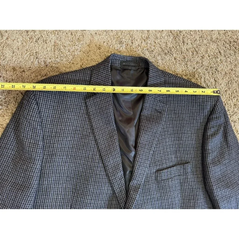 CHAPS 100% Wool Houndstooth Sport Coat Blazer Elbow Patches Academia Prof 48L
